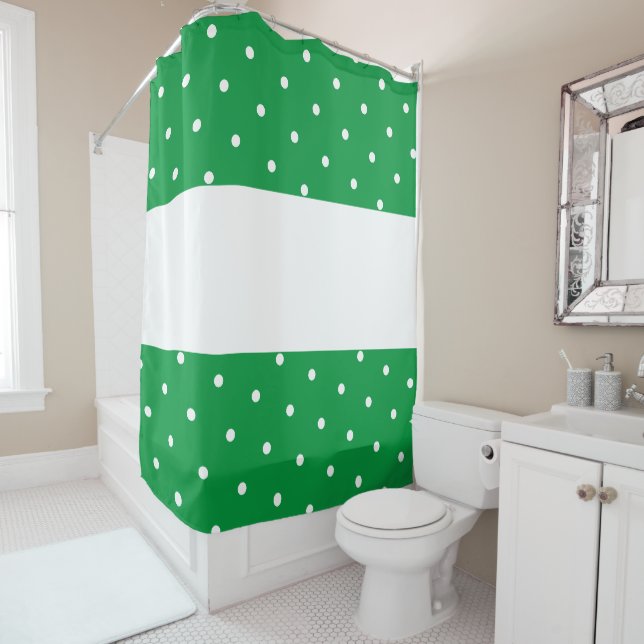 Modern Fun Kelly Green White Polka gepunktete Stre Duschvorhang (Beispiel)