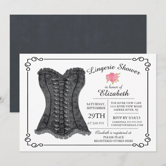 Modern & Fun Lingerie Bridal Dusche Einladung (Vorne/Hinten)