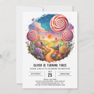 Modern Fun Lollipop Geburtstag Einladung