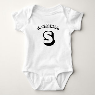 Modern fun monogramm Black individuelle Name initi Baby Strampler