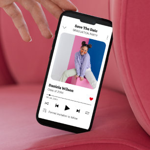 Modern Fun Music Player Foto Abschluss Save The Date