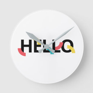 Modern, fun, playful, colorful design of Hello Runde Wanduhr