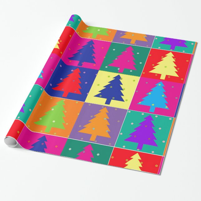 Modern Fun Pop Art Weihnachtsbaumen Umschlagpapier Geschenkpapier (Ungerollt)