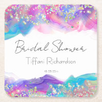 Modern Fun Rainbow Alcohol Ink Gold Glitzer