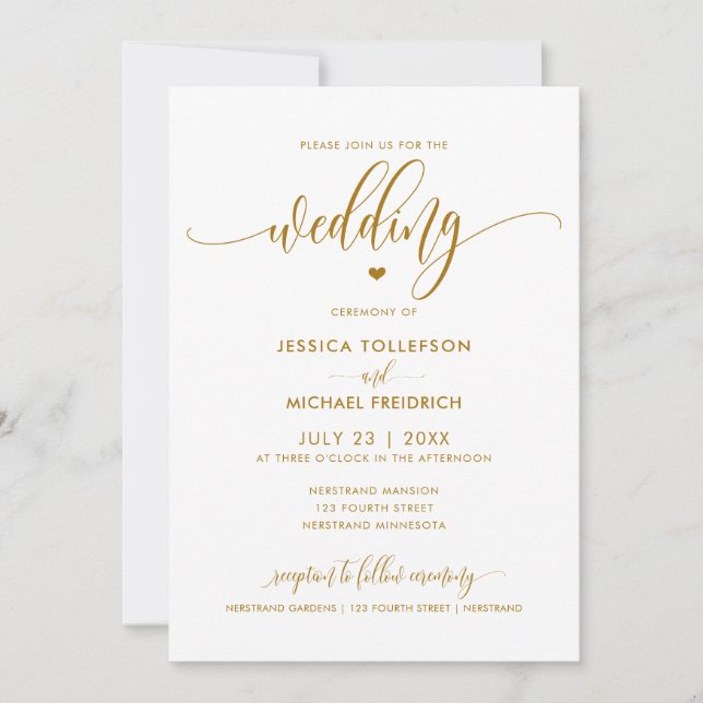 Modern Fun Wedding Typografy Gold Einladung (Vorderseite)
