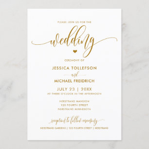 Modern Fun Wedding Typografy Gold Einladung