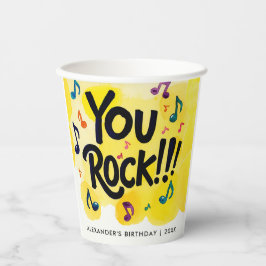 Modern Fun You Rock Yellow Musiknotens Wasserfarbe Pappbecher