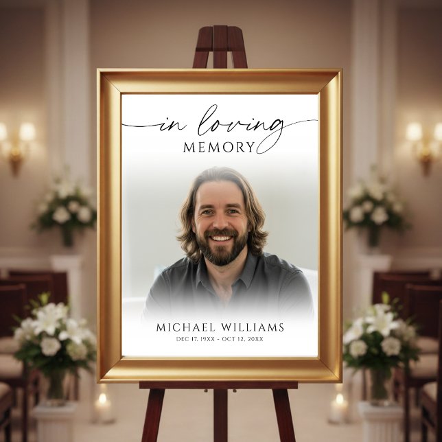 Modern Funeral IN LOVING MEMORY Photo Welcome Sign Poster (Von Creator hochgeladen)