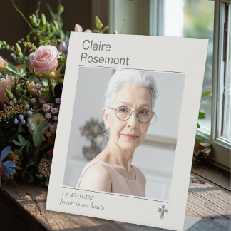 Modern Funeral Photo Cross Pedestal Sign Sockelschild