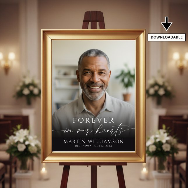 Modern Funeral Photo Script Welcome Sign Poster (Von Creator hochgeladen)