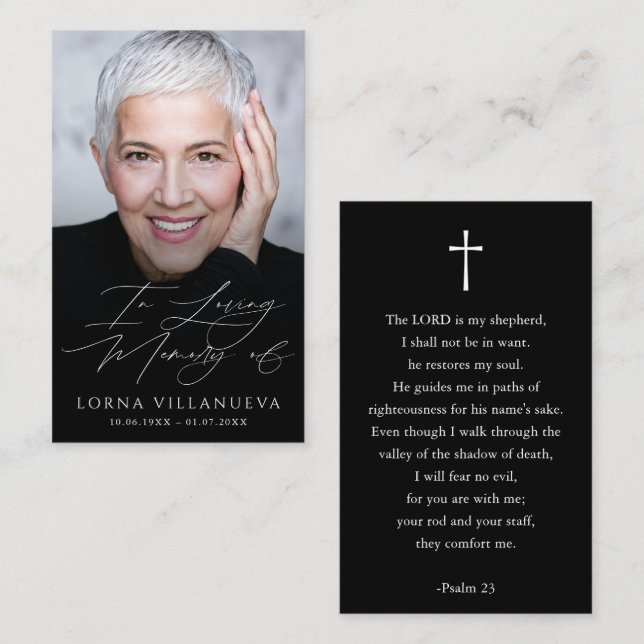 Modern Funeral Photo Sympathy Memorial Prayer Card Visitenkarte (Vorne/Hinten)