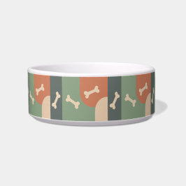 Modern Funky Dog Bone Sage Terracotta Tan Haustier Napf