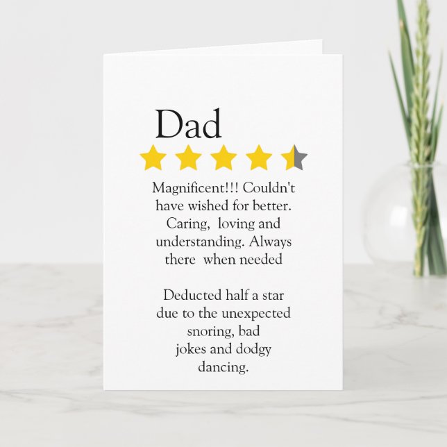 Modern Funny 4.5 Vater Rating and Review, Karte (Vorderseite)