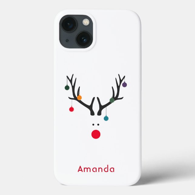 Modern funny abstract Christmas reindeer on white Case-Mate iPhone Hülle (Rückseite)