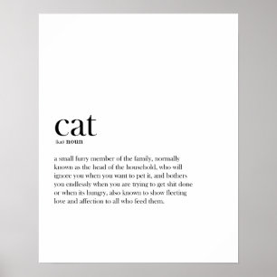 Modern funny Cat definition typography Poster