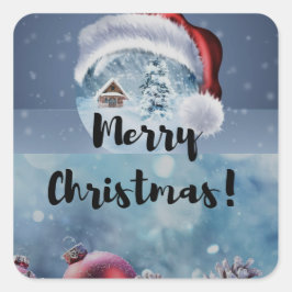 Modern funny cute Christmas reindeer Quadratischer Aufkleber