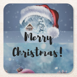 Modern funny cute Christmas reindeer Rechteckiger Pappuntersetzer