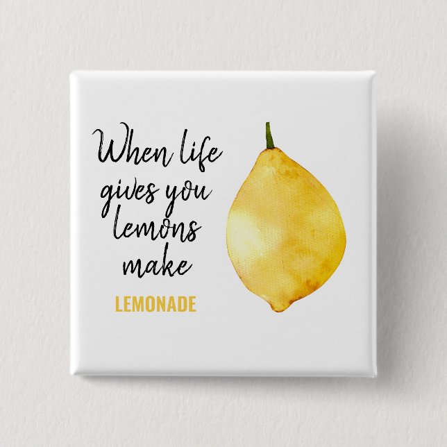Modern Funny Lemon Yellow Zitat Button (Vorderseite)