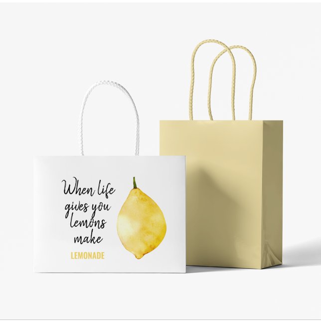 Modern Funny Lemon Yellow Zitat Große Geschenktüte (Von Creator hochgeladen)