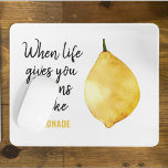 Modern Funny Lemon Yellow Zitat Mousepad<br><div class="desc">Modern Funny Lemon Yellow Zitat</div>