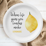 Modern Funny Lemon Yellow Zitat Pappteller<br><div class="desc">Modern Funny Lemon Yellow Zitat</div>
