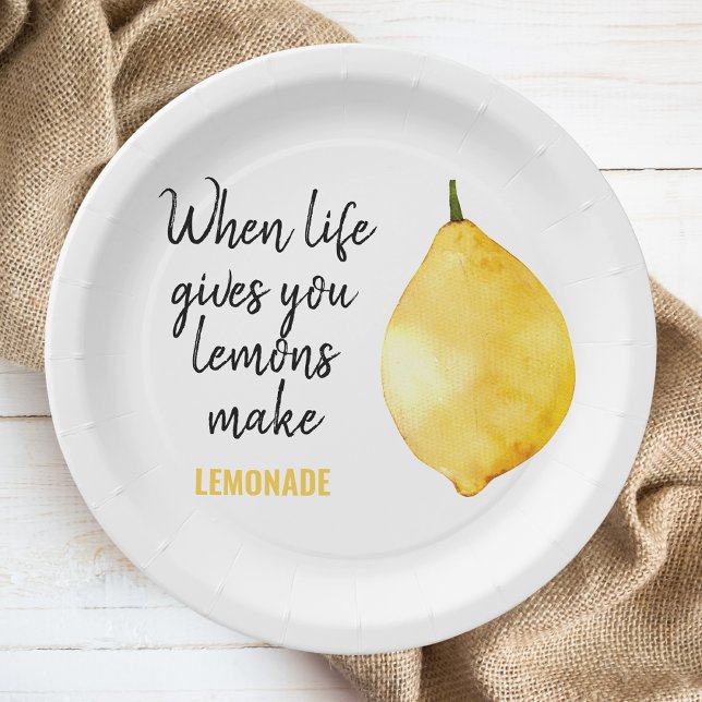 Modern Funny Lemon Yellow Zitat Pappteller (Von Creator hochgeladen)