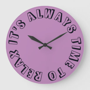 Modern funny pink time to relax große wanduhr