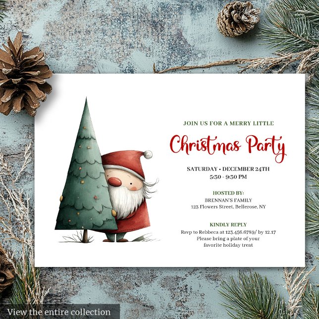 Modern Funny Santa Red Green Christmas Invitation Einladung (Modern Funny Santa Red Green Christmas Invitation)