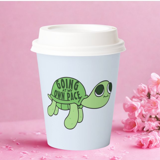 Modern Funny Tortoise Lover Zitat Grüner Text Pappbecher (modern tortoise lover paper cup)