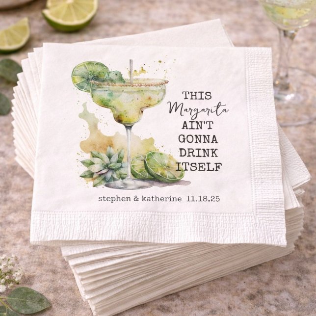 Modern Funny Watercolor Margarita Personalisiert Serviette (Von Creator hochgeladen)