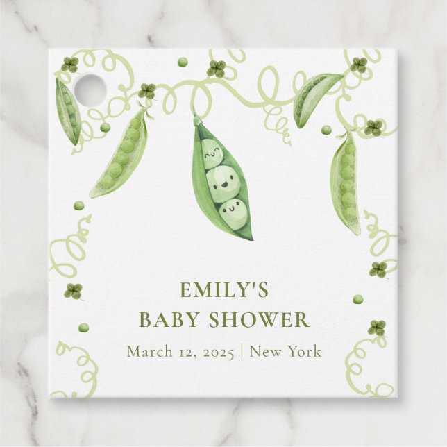Modern Garden Sweet Pee in Pod Baby Dusche Geschenkanhänger (Vorderseite)