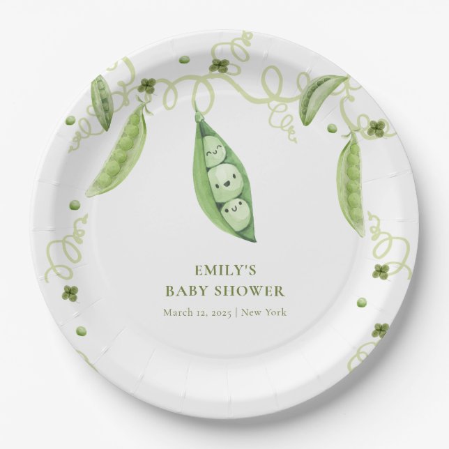 Modern Garden Sweet Pee in Pod Baby Dusche Pappteller (Vorderseite)