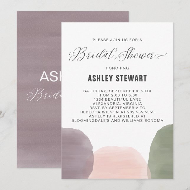 Modern Garden Watercolor Bridal Dusche Einladung (Vorne/Hinten)