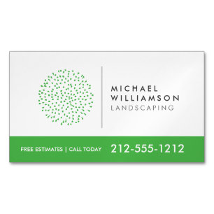 Modern Gardener Landscaping Shrub Logo auf Weiß Magnetische Visitenkarte