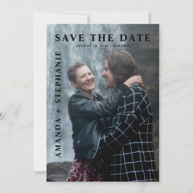 Modern Gay Couple Photo Save the date Einladung (Vorderseite)