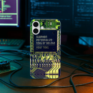 Modern gedruckte Leiterplatten - Design Name Geeky iPhone 16 Plus Hülle