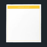Modern Gelb, einfach, Name Notizblock<br><div class="desc">Modernes Minimalistisches Notepad mit Name. Dieses einfache Design zeichnet sich durch Ihren Namen oben aus, gerahmt durch einen hellgelben Farbblock und einen zarten Rahmen.</div>