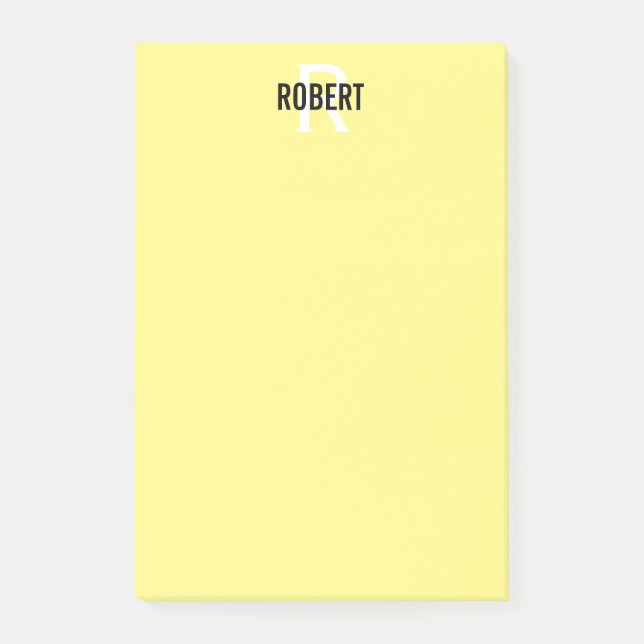 Modern gelbe Monogrammbezeichnung Post-it Klebezettel (Vorderseite)