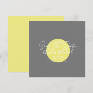 Modern Gelber Mond Grau Save the Date Karte