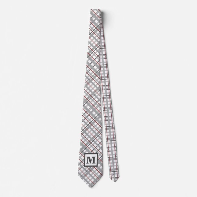 Modern {gelegten silbergrauen Monogram Geschenk fü Krawatte (Vorderseite)