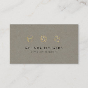 Modern Gemstone Trio Logo Juwelier Design Khaki Visitenkarte