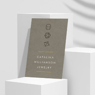 Modern Gemstone Trio Logo Vertical Khaki Visitenkarte