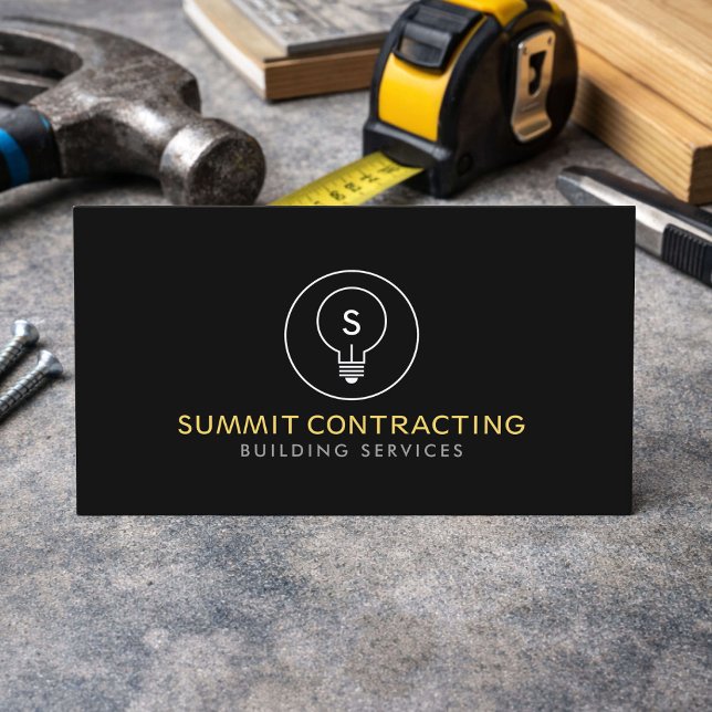 Modern General Contractor Logo Black Visitenkarte (Von Creator hochgeladen)