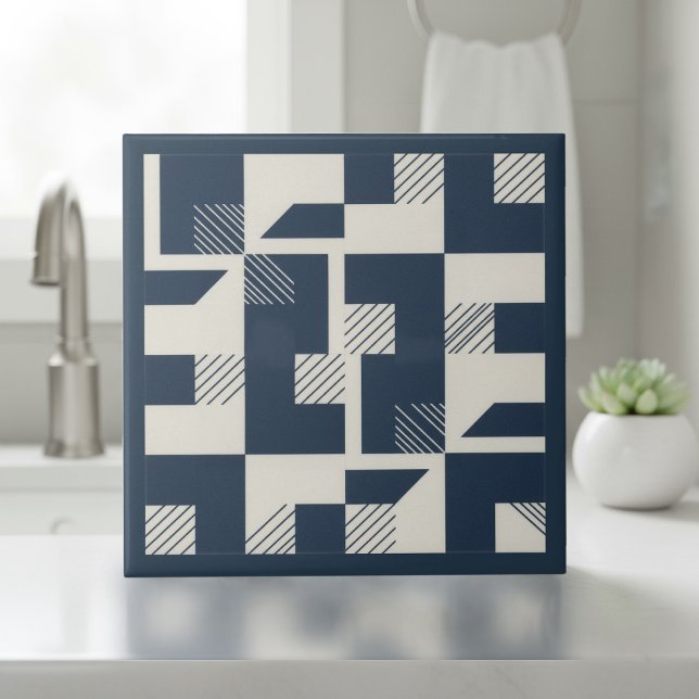 Modern Geometric Abstract Pat#3 Navy ID1192 Fliese (Von Creator hochgeladen)