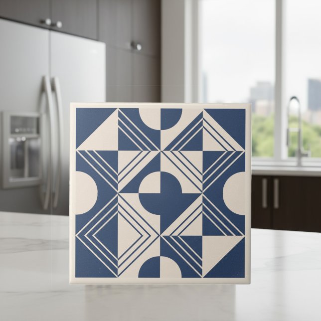 Modern Geometric Abstract Pat#5 Navy ID1192 Fliese (Von Creator hochgeladen)