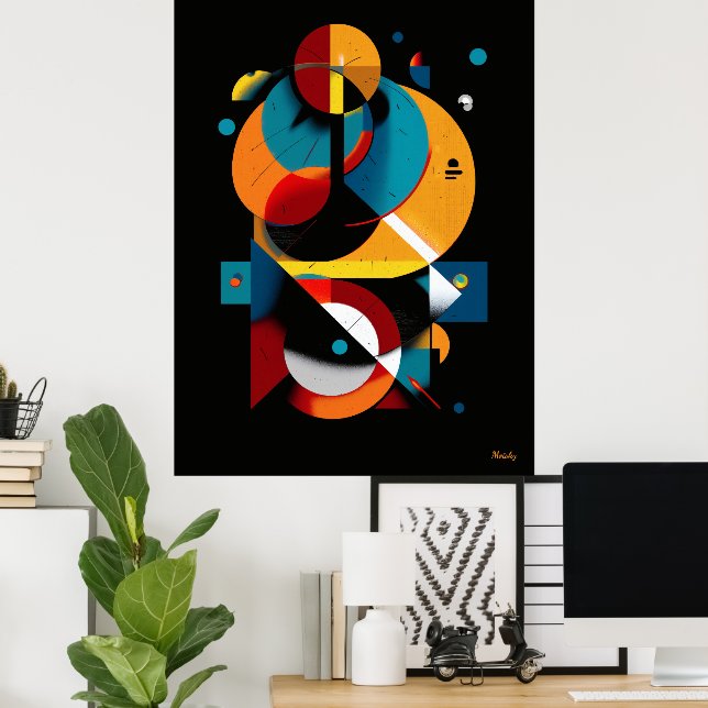 Modern Geometric Abstraction – Bauhaus Orbit Poster (Heimbüro)