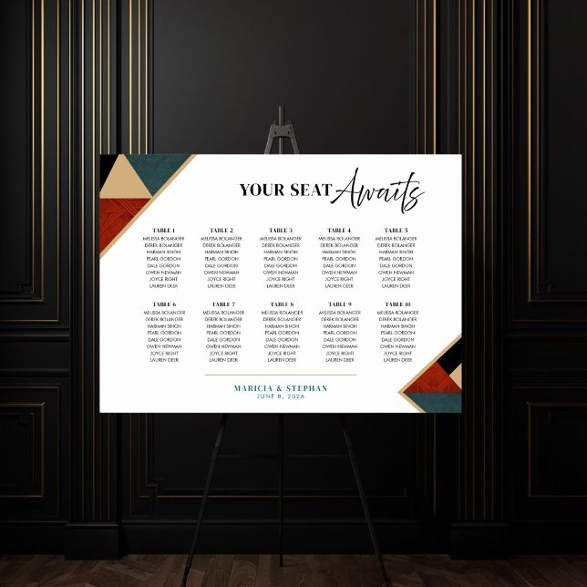 Modern Geometric Art Deco Wedding Seating Chart  Poster (Von Creator hochgeladen)