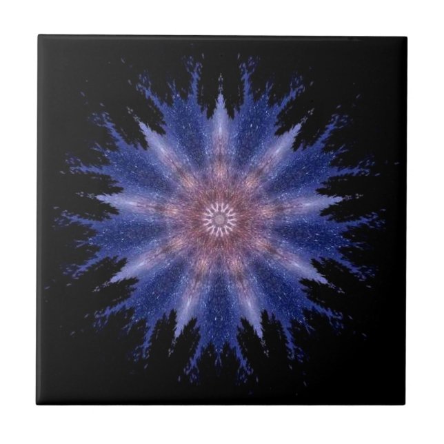 Modern geometric art violet stars black decor fliese (Vorderseite)