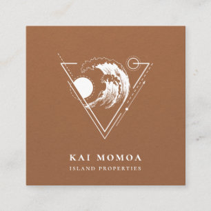 Modern Geometric Beach Wave Logo Quadratische Visitenkarte