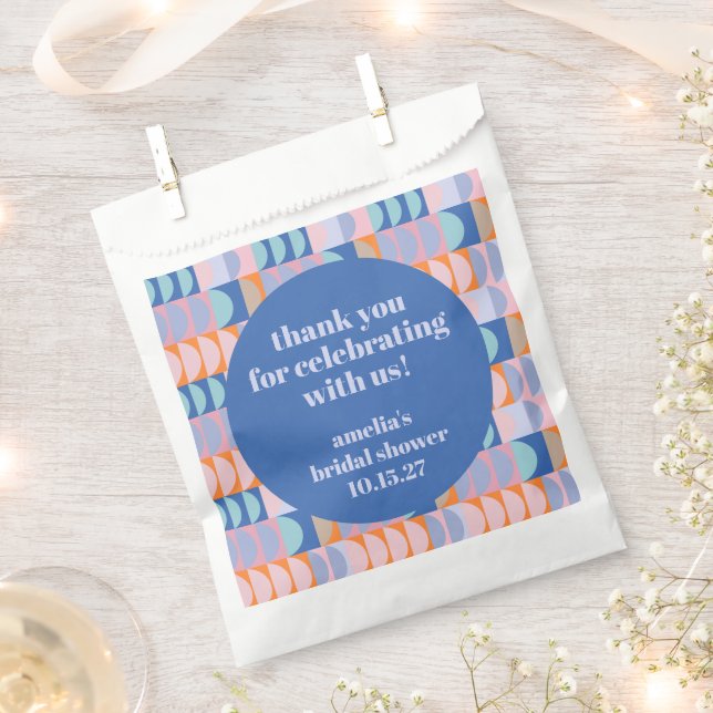 Modern Geometric Blue Custom Bridal Shower Thank  Geschenktütchen (Ausgeschnitten)